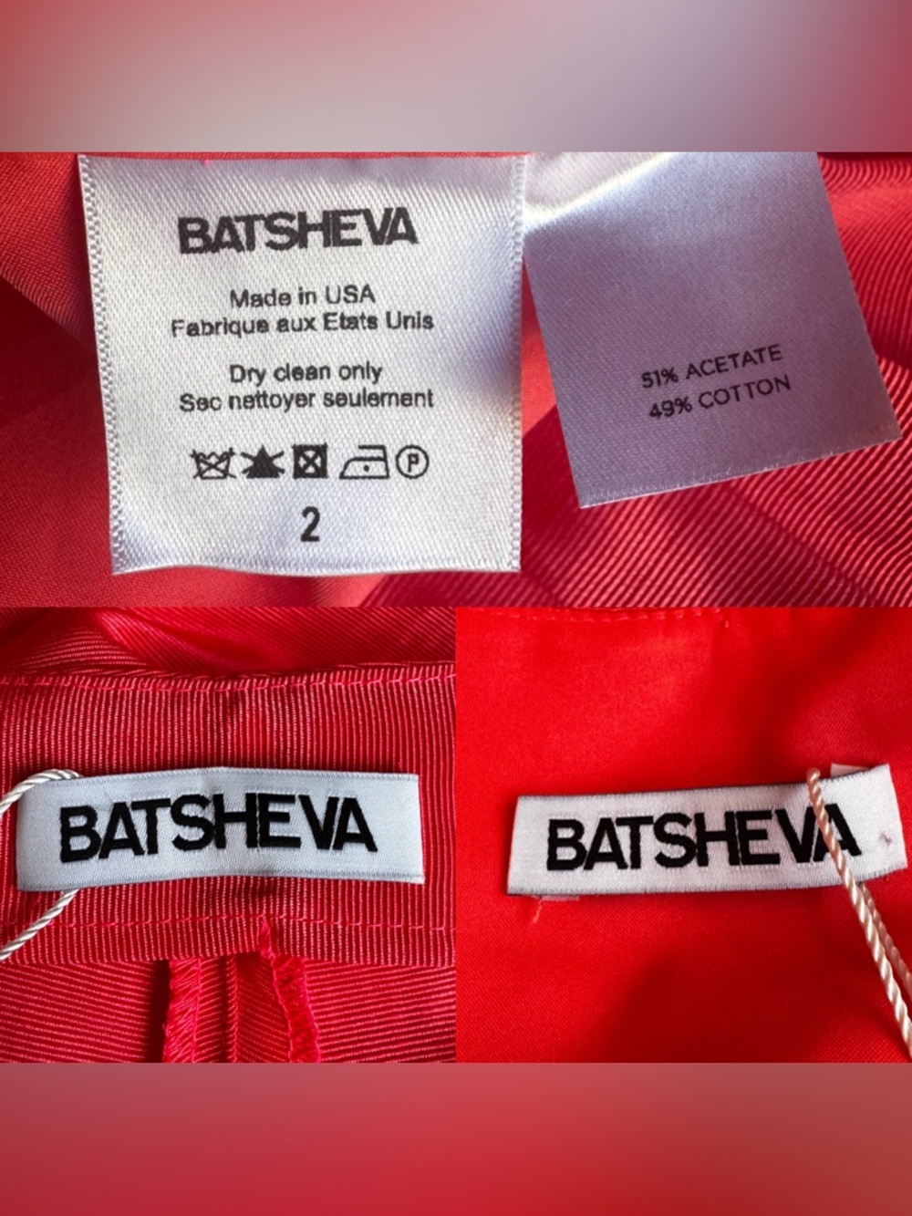 NWT BATSHEVA Set- Kat Jacket & Ruffle Pant in Coral Size: 2 - Picture 10 of 12